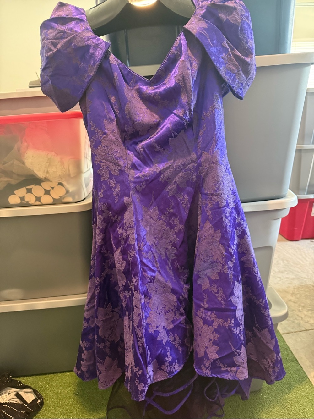 Purple Floral Jacquard Party Dress mp39